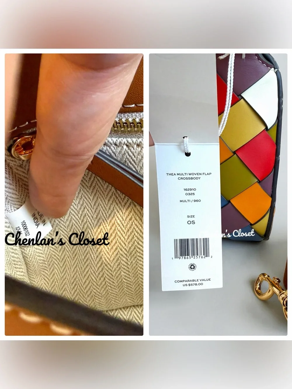 NWT Tory Burch Thea Multicolor Woven Flap Crossbody